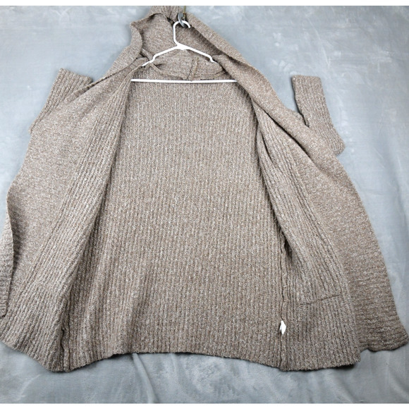 Cozy Casual Hooded Cardigan Women S/M Oversized Brown Knit Open Front Sweater - Picture 3 of 9